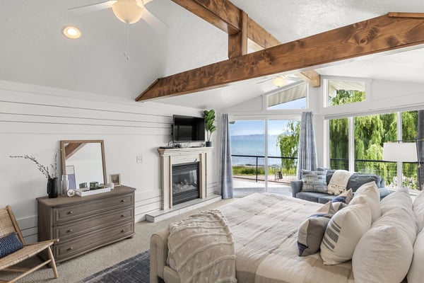 Bedroom with white linens